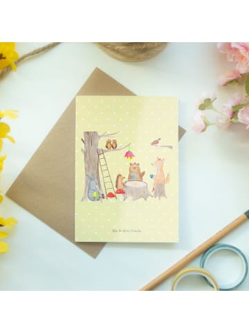 Mr. & Mrs. Panda Grußkarte Waldtiere Picknick ohne Spruch in Gelb Pastell