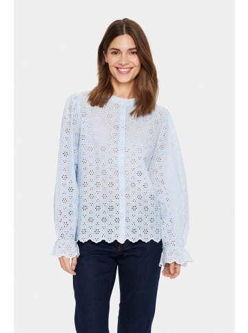 SAINT TROPEZ Langarm-Bluse IvetaSZ Gerade Passform in Chambray Blue