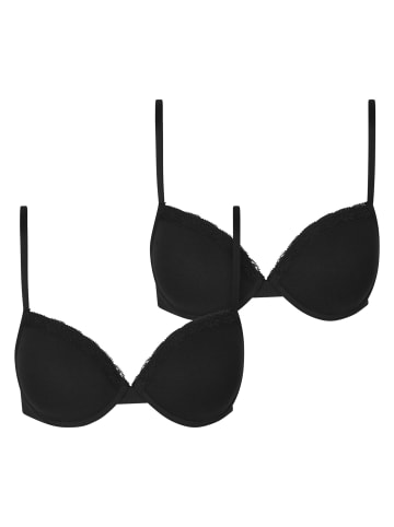 Urban Classics Urban Classics Ladies Basic Cotton Bra Lace 2-Pack in black+black