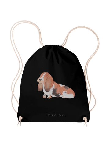 Mr. & Mrs. Panda Turnbeutel Hund Basset Hound ohne Spruch in Schwarz