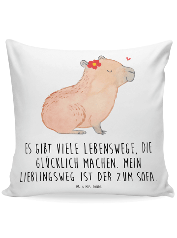 Mr. & Mrs. Panda 40x40 Kissen Capybara Blume mit Spruch in Weiß