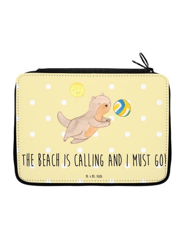 Mr. & Mrs. Panda Bleistiftetui Sommer Meer Strand Motiv mit Spruch in Gelb Pastell