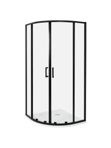 Beliani Duschkabine JUKATAN in Transparent/Schwarz - (W) 90 x (H) 185 x (L) 90 cm