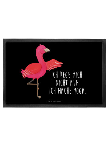 Mr. & Mrs. Panda Fußmatte Flamingo Yoga mit Spruch in Schwarz