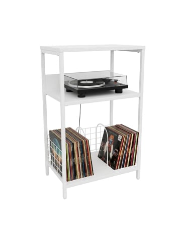 relaxdays Plattenspieler Tisch in Weiß - (B)40 x (H)65 x (T)30 cm