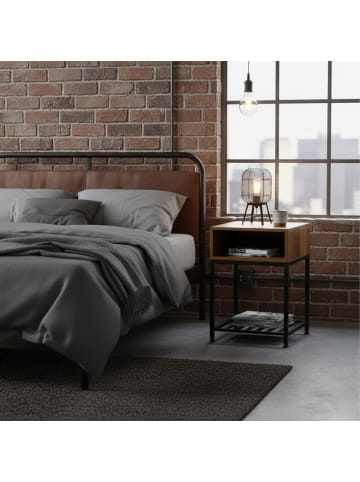 relaxdays Nachttisch in Braun/ Schwarz - (B)40 x  (H)58 x (T)40 cm