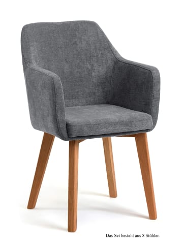 58 aufm Kessel ARMLEHNSTUHL (8er-Set) Darleen 57x87x60 Eiche geölt/Grau