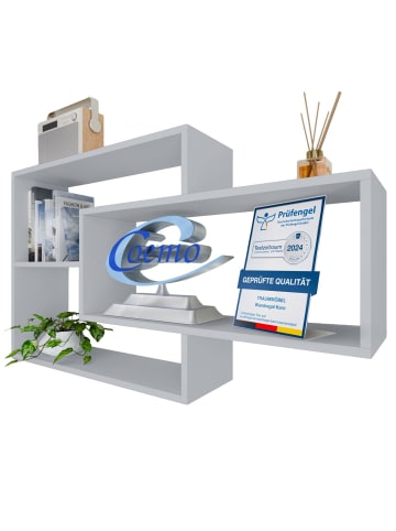 TRAUMMÖBEL Wandregal Karo aus Holz in Silbergrau