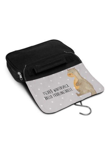 Mr. & Mrs. Panda Kosmetiktasche Otter Bauch mit Spruch in Grau Pastell