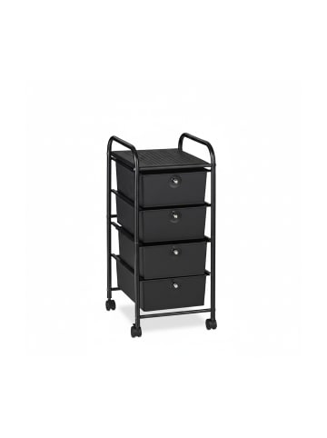 relaxdays Badrollwagen "4 Schubladen" in Schwarz - (B)33 x (H)74 x (T)39 cm