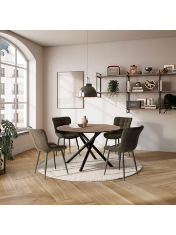 CALICOSY Esstisch MAYA in Dunkles - (W) 120 x (H) 76 x (L) 120 cm