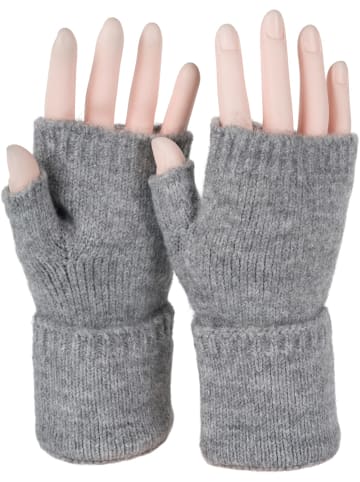 styleBREAKER Fingerlose Strickhandschuhe in Grau meliert