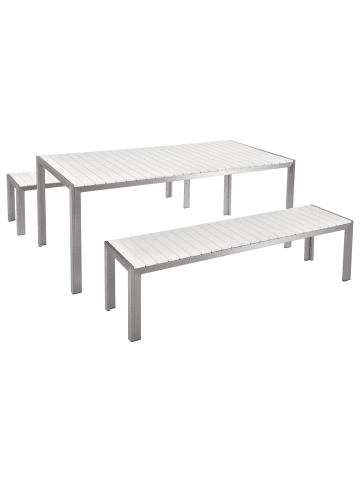 Beliani 3-tlg Gartentisch Set NARDO in Weiß/Silber