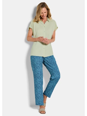 GOLDNER Kurzgröße:  Viskosebluse mit Hemdkragen in salbei