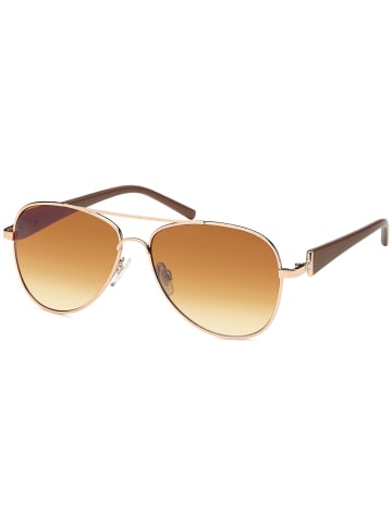 styleBREAKER Piloten Sonnenbrille in Gold-Dunkelbraun / Braun verlaufend