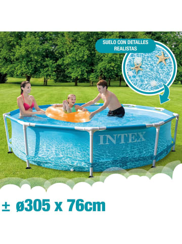 Intex Frame Pool - Beachside 305x76cm inkl. Filterpumpe in blau