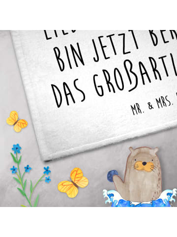 Mr. & Mrs. Panda Gästehandtuch Pinguin Blumen mit Spruch in Weiß