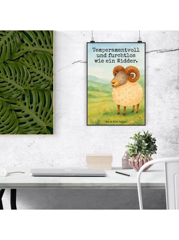 Mr. & Mrs. Panda Poster Sternzeichen Widder Design mit Spruch in Weiß