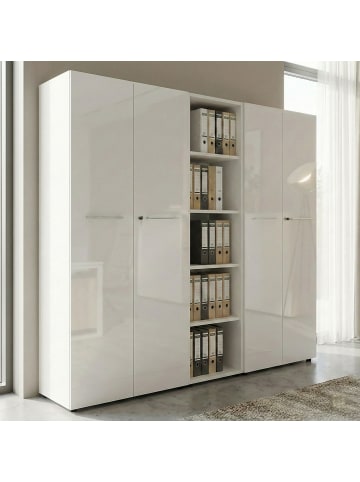 KADIMA DESIGN Aktenregal 5 Ordnerhöhen Büroregal hoch schmal Homeoffice in Weiß