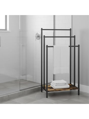 relaxdays Handtuchständer in Dunkelbraun/ Schwarz - (B)43 x (H)81 x (T)28 cm