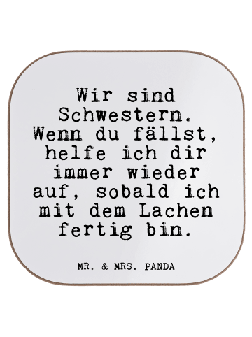 Mr. & Mrs. Panda Untersetzer Wir sind Schwestern. Wenn... mit Sp... in Weiß