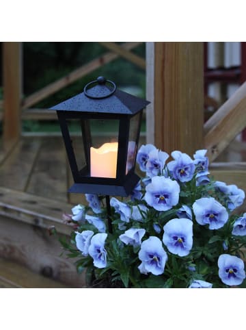 STAR Trading Grablaterne ,Serene mit LED-Kerze, Batterie und Timer, schwarzes Metal