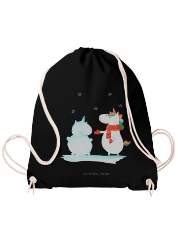 Mr. & Mrs. Panda baumwoll turnbeutel Einhorn Schneemann ohne Spruch in Schwarz