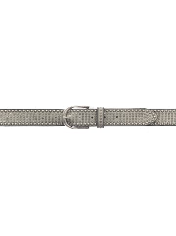 b.belt Riva Nietengürtel Leder hellgrau
