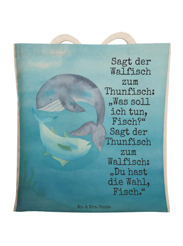 Mr. & Mrs. Panda Stoffbeutel Walfisch Thunfisch Design mit Spruch in Weiß