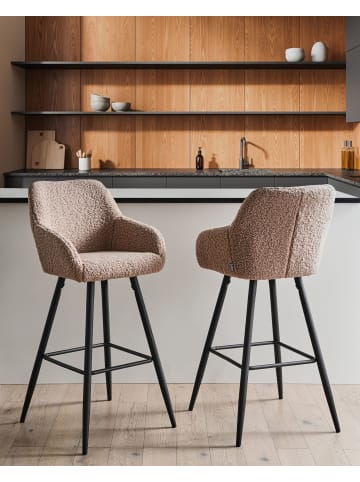 Beliani 2-tlg Barhocker CASMALIA in Beige/Schwarz