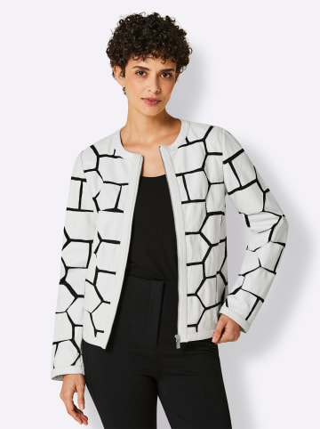 creation L Lederblazer in weiß-schwarz