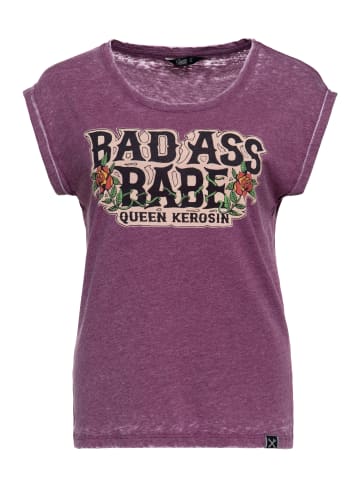 Queen Kerosin Queen Kerosin T-Shirt Bad Ass Babe in pflaume