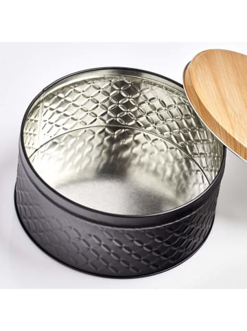 Zeller SCANDI Aufbewahrungsbehälter rund Bambus Deckel in Schwarz, 20 x 9 x 20 cm