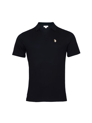 U.S. Polo Assn. Poloshirt 'Knopflos' in schwarz