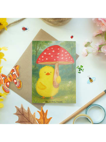 Mr. & Mrs. Panda Klappkarte Küken Fliegenpilz Design ohne Spruch in Weiß