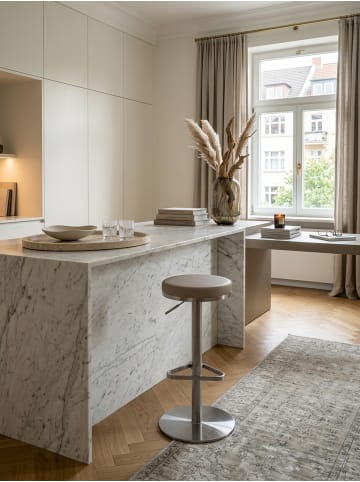 KADIMA DESIGN Barhocker ELBE | Höhenverstellbar, Gepolstert, Triangel-Fuß, 110kg in Beige