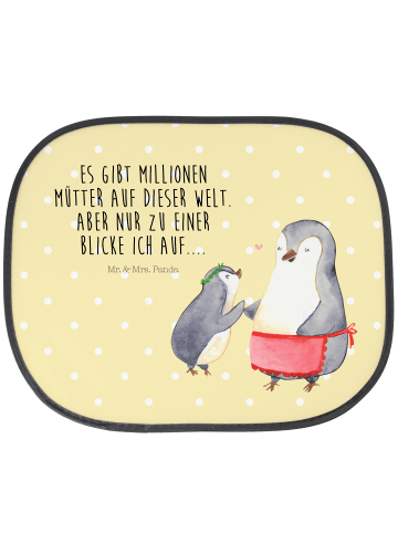 Mr. & Mrs. Panda sonnenschutz Pinguin mit Kind mit Spruch in Gelb Pastell