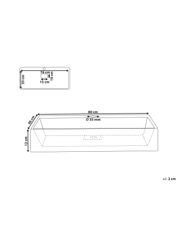 Beliani Waschbecken QUENKO in Weiß - (W) 80 x (H) 12 x (L) 46 cm
