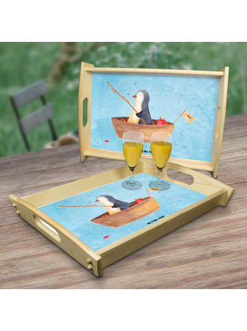 Mr. & Mrs. Panda Servierplatte Pinguin Angelboot ohne Spruch in Eisblau