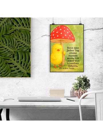 Mr. & Mrs. Panda Bild Küken Fliegenpilz Design mit Spruch in Weiß