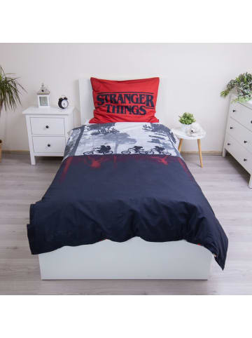 COFI 1453 Stranger Things Bettwäsche 140x200 cm Baumwolle Schwarz Upside in Mehrfarbig