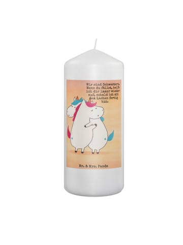 Mr. & Mrs. Panda Kerze Einhörner Umarmen Design mit Spruch in Weiß