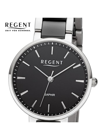 Regent Analog-Armbanduhr Regent Metallarmband silber, schwarz klein (ca. 30mm)