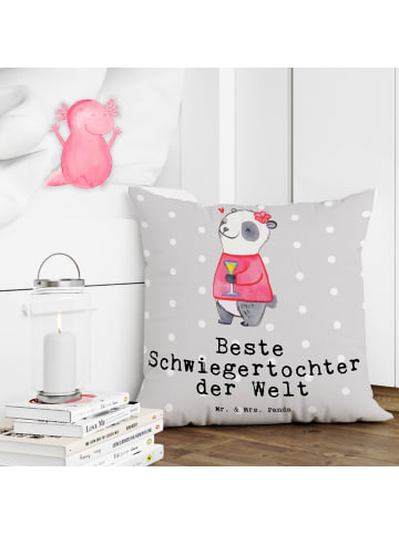 Mr. & Mrs. Panda 40 x 40 Kissen Panda Beste Schwiegertochter der... in Grau Pastell
