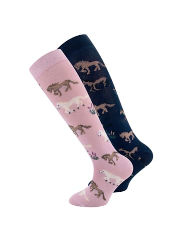 ewers 2er-Set Kniestrümpfe 2er Pack Pferde in tinte-rosa