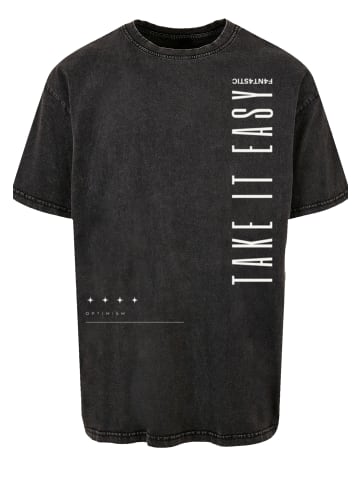 F4NT4STIC Herren Oversize T-Shirt Take It Easy Text in schwarz