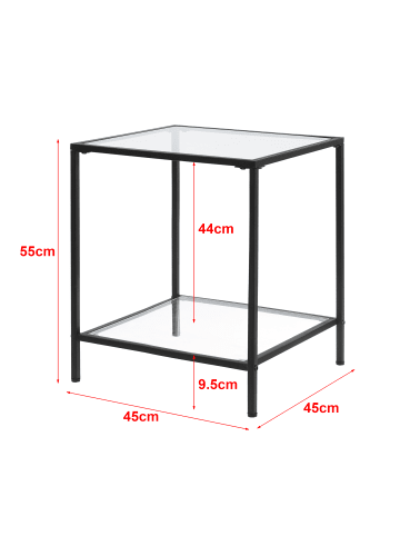 en.casa Beistelltisch Norrtälje in Schwarz Transparent (H)55cm (B)45cm (T)45cm