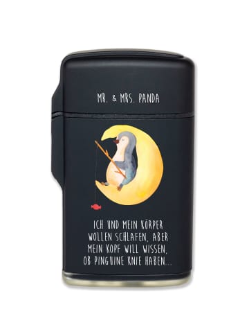 Mr. & Mrs. Panda Feuerzeug Pinguin Mond mit Spruch in Schwarz