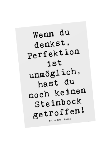 Mr. & Mrs. Panda Spruchkarte Spruch Steinbock Perfektion mit Spruch in Weiß