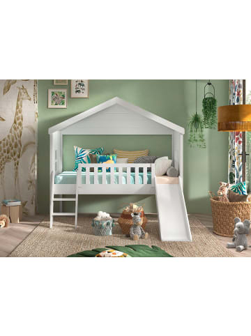 58 aufm Kessel HAUSBETT mit Rutsche Kathye 213x202x192 aus Massivholz+MDF in Weiß